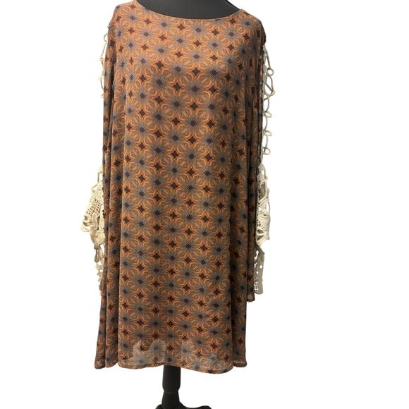 Katia Boho Orange Brown Swing Dress size 2XL - Picture 1 of 7